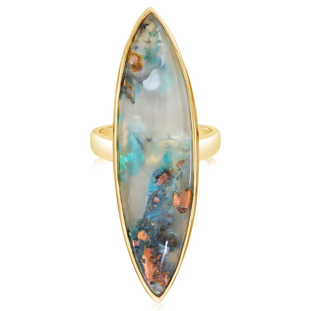 14K Yellow Gold Confetti Chrysocolla Ring