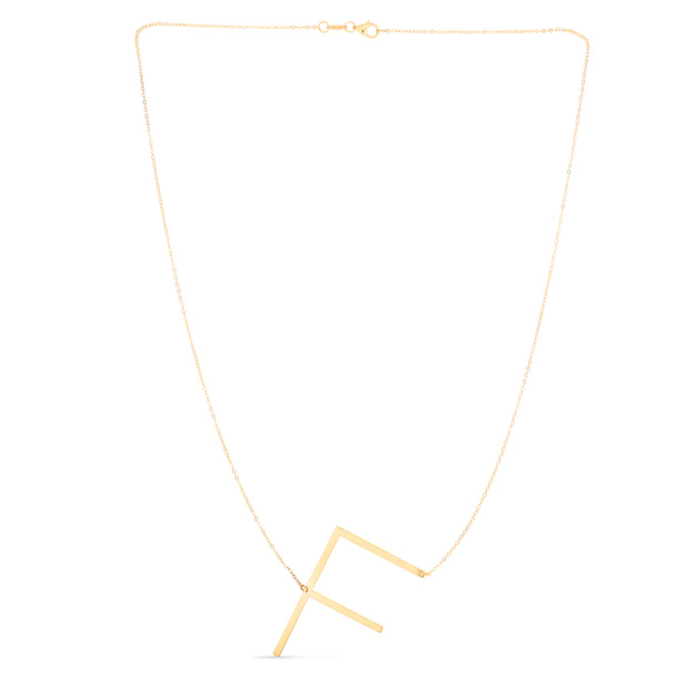 14K Gold Large Initial F Necklace