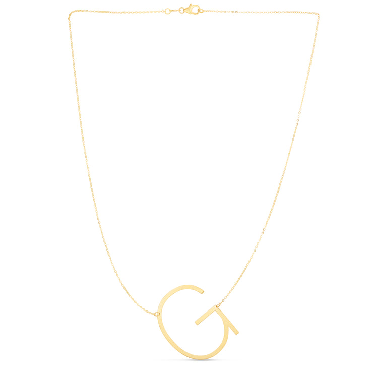 14K Gold Large Initial G Necklace