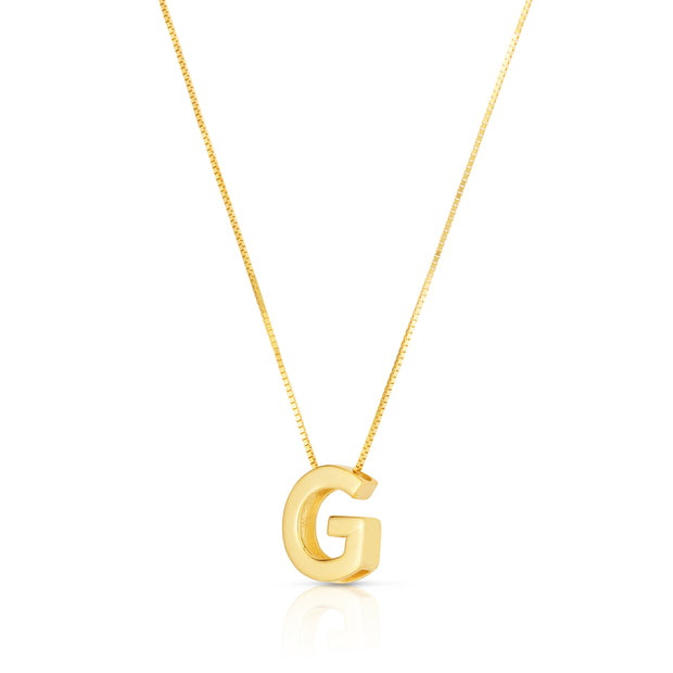 14K Gold Block Letter Initial G Necklace