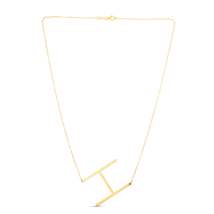 14K Gold Large Initial H Necklace