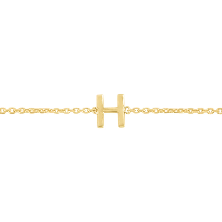 14K Mini Initial H Bracelet