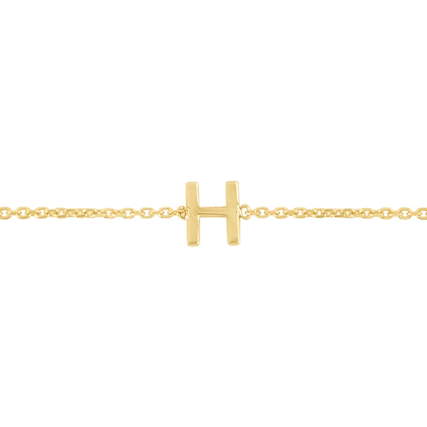 14K Mini Initial H Bracelet