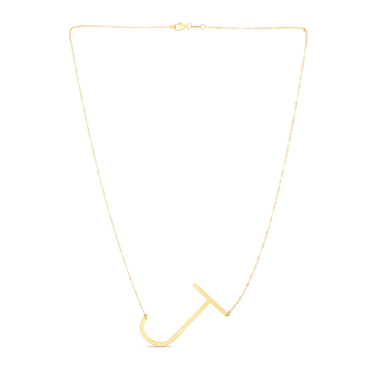 14K Gold Large Initial J Necklace