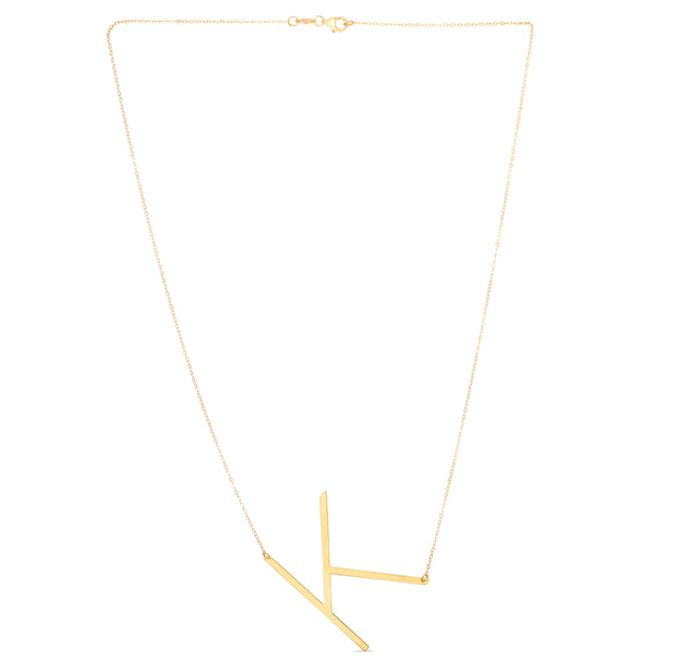 14K Gold Large Initial K Necklace