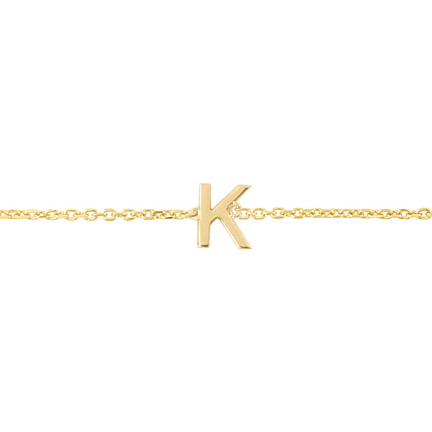 14K Mini Initial K Bracelet