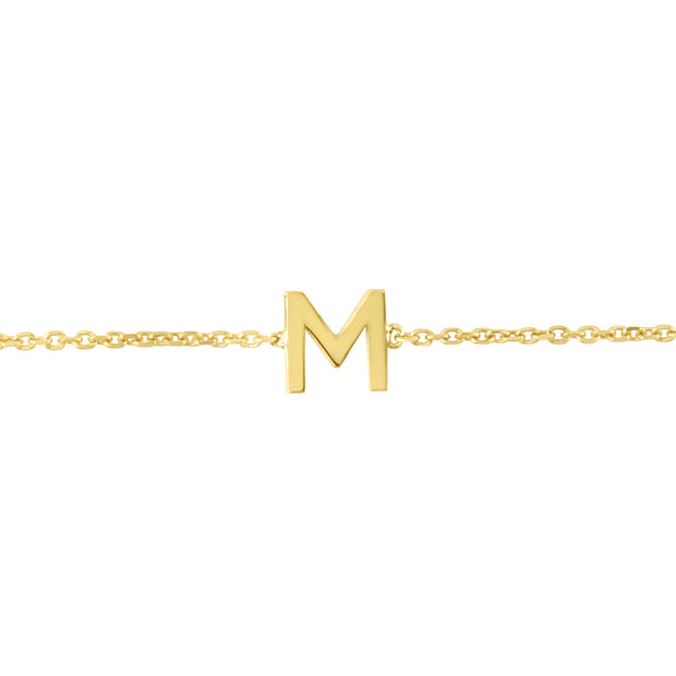 14K Mini Initial M Necklace