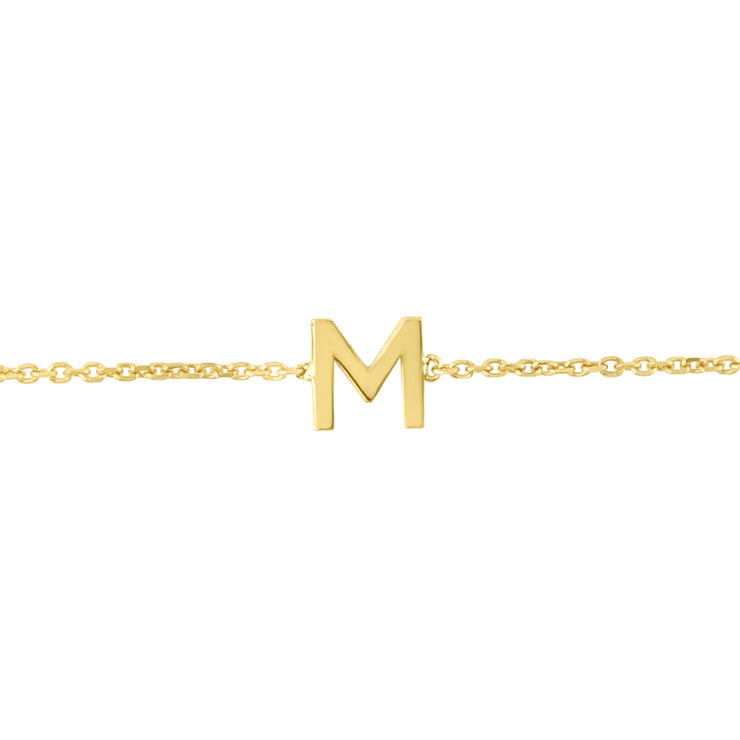 14K Mini Initial M Necklace