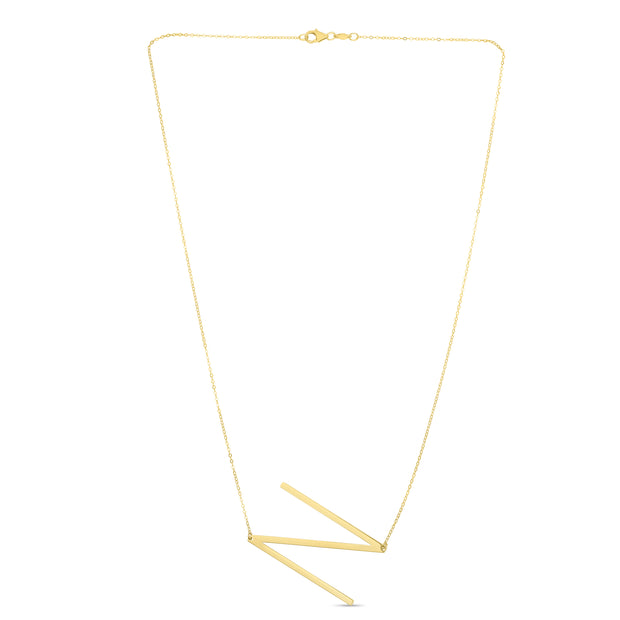 14K Gold Large Initial N Necklace