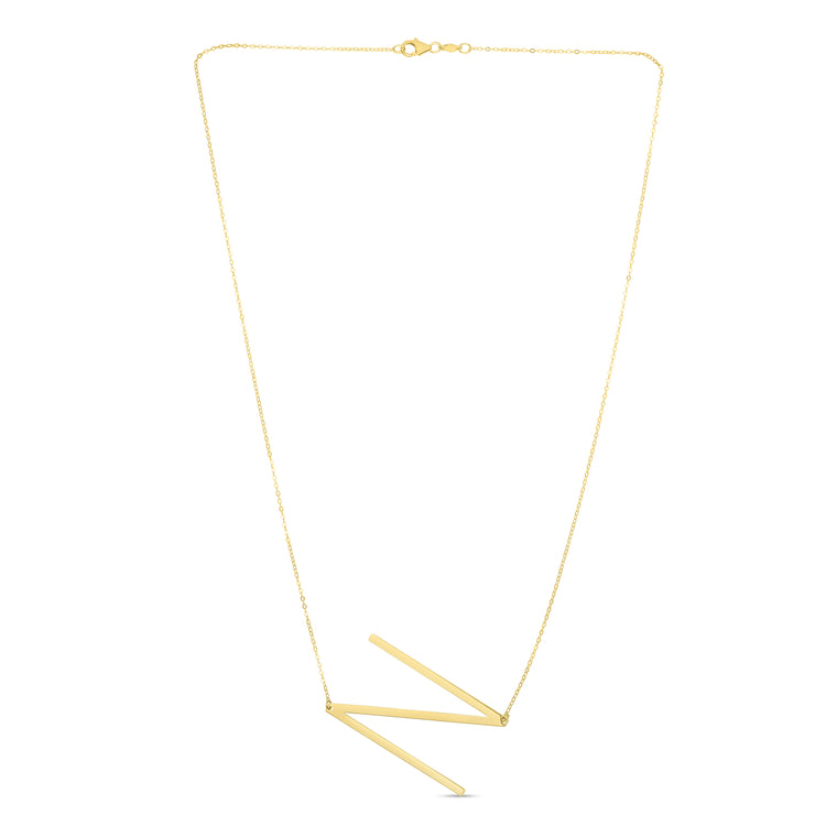 14K Gold Large Initial N Necklace