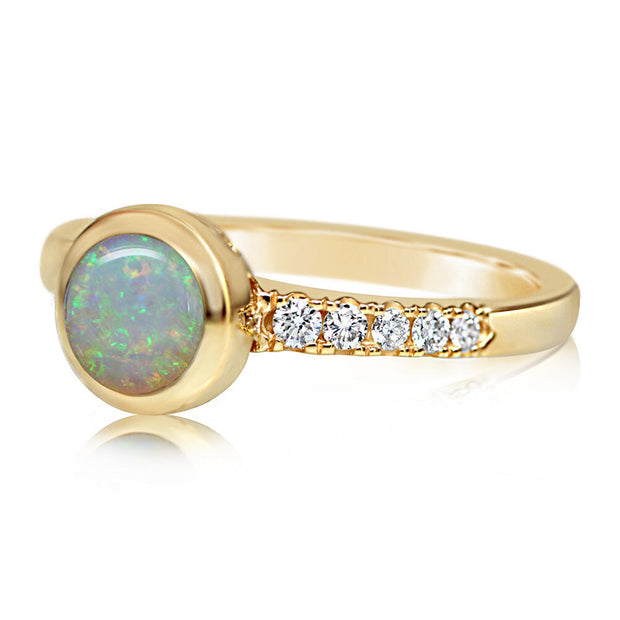 14K Yellow Gold Australian Opal/Diamond Ring