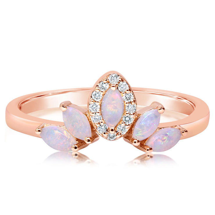 14K Rose Gold Australian Opal/Diamond Ring