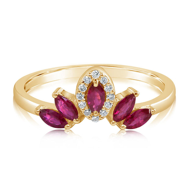 14K Yellow Gold Ruby/Diamond Ring