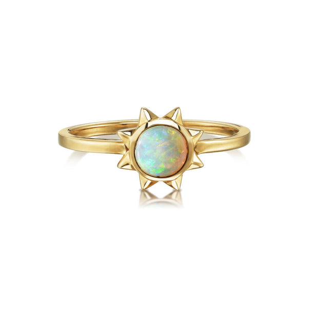 14K Yellow Gold Australian Opal Sun Ring