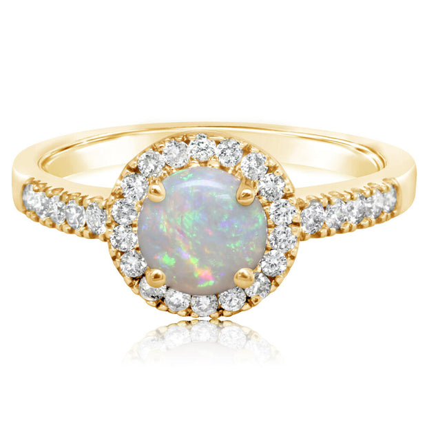 14K Yellow Gold Australian Opal/Diamond Ring