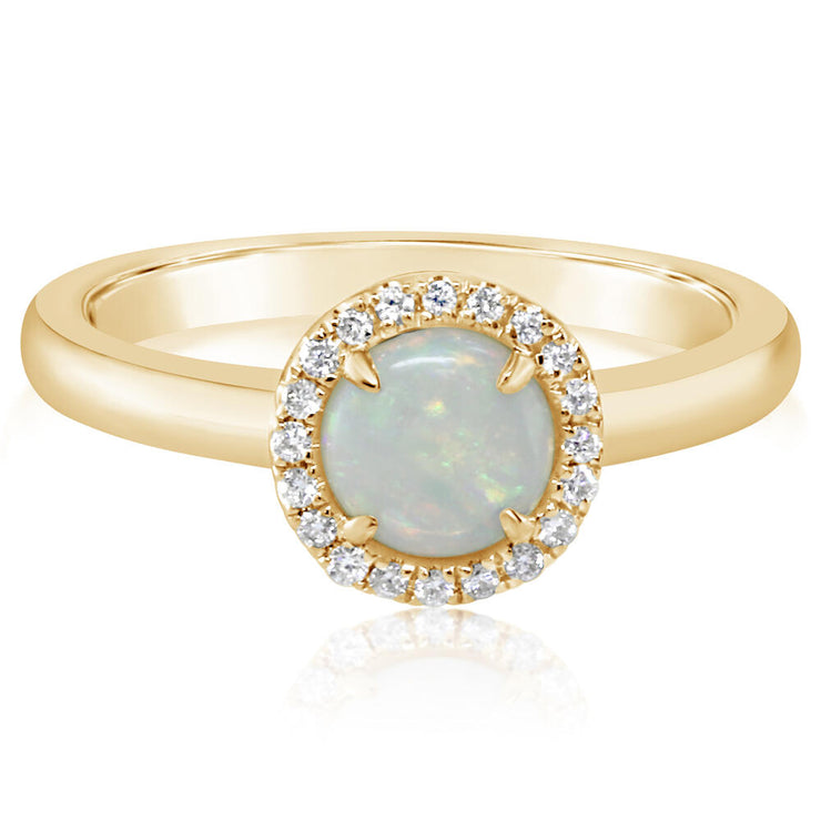 14K Yellow Gold Australian Opal/Diamond Ring