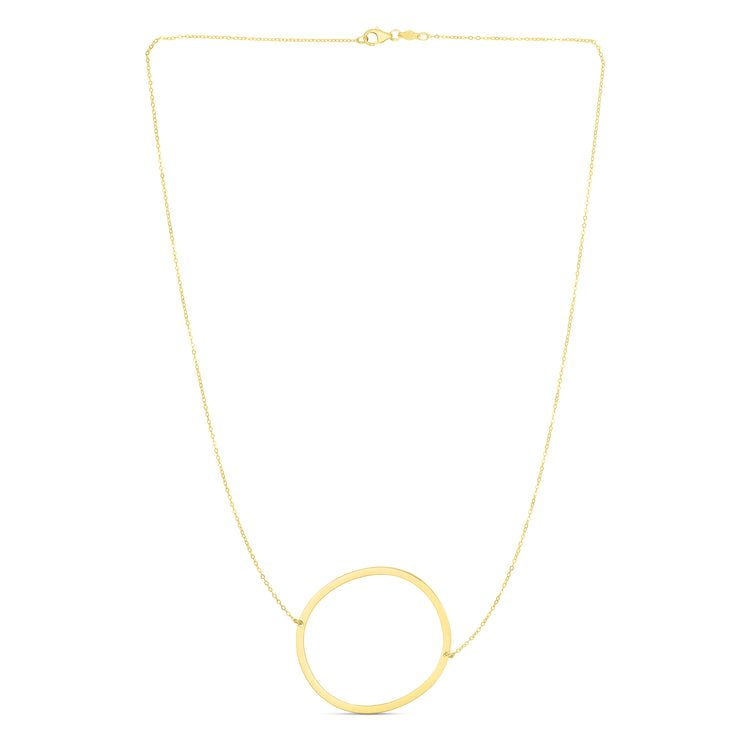 14K Gold Large Initial O Necklace