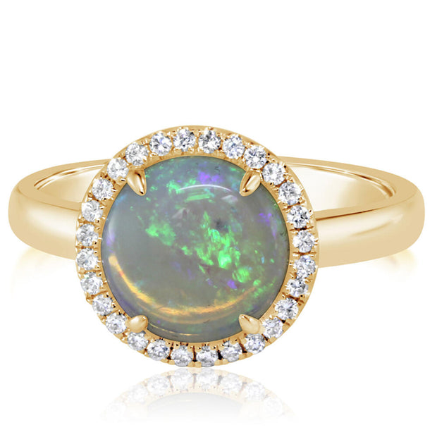 14K Yellow Gold Australian Opal/Diamond Ring