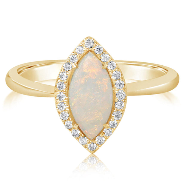 14K Yellow Gold Australian Opal/Diamond Ring