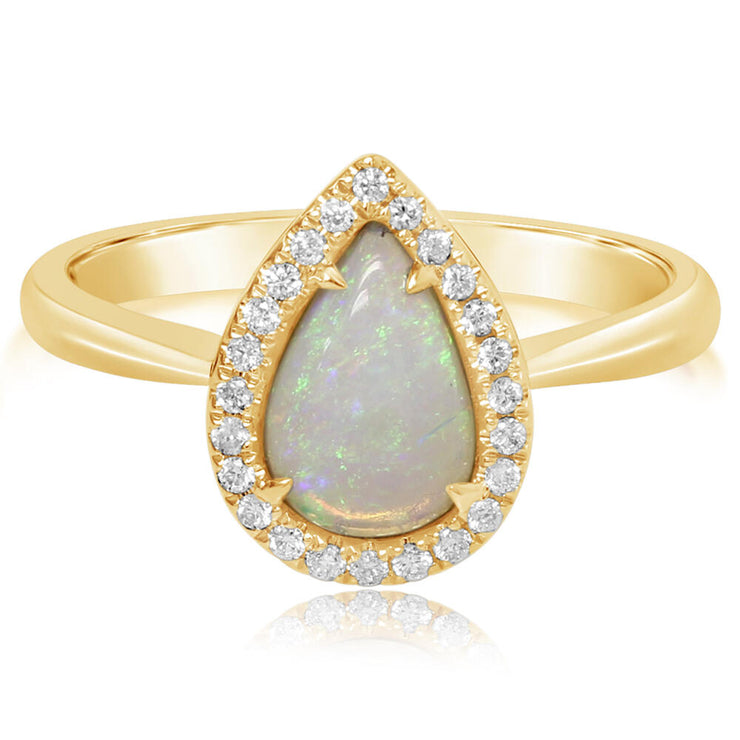 14K Yellow Gold Australian Opal/Diamond Ring