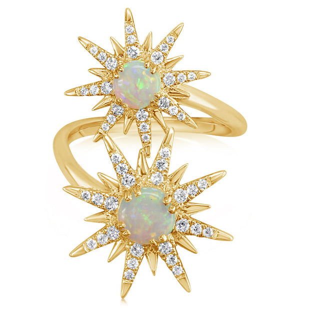 14K Yellow Gold Australian Opal/Diamond Star Ring