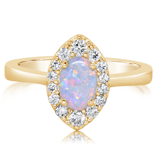 14K Yellow Gold Australian Opal/Diamond Ring