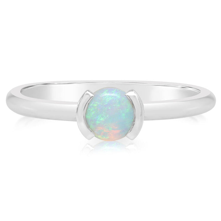 14K White Gold Australian Opal Ring