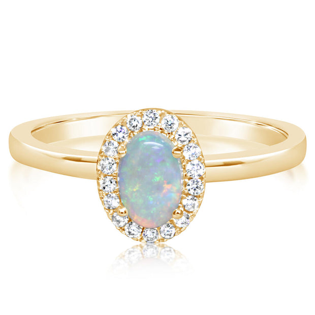 14K Yellow Gold Australian Opal/Diamond Ring