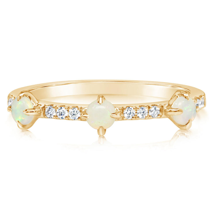 14K Yellow Gold Australian Opal/Diamond Ring