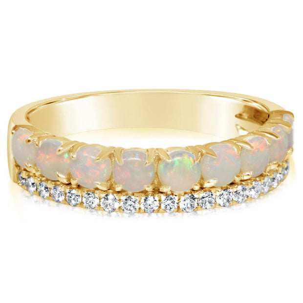 14K Yellow Gold Australian Opal/Diamond Ring