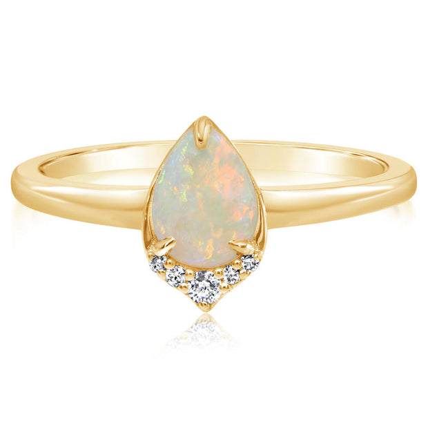 14K Yellow Gold Australian Opal/Diamond Ring