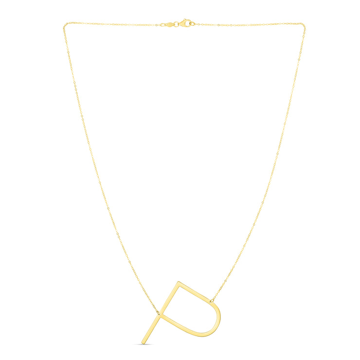 14K Gold Large Initial P Necklace