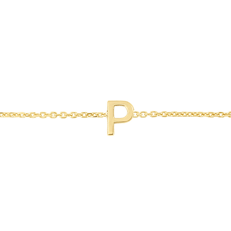 14K Mini Initial P Necklace