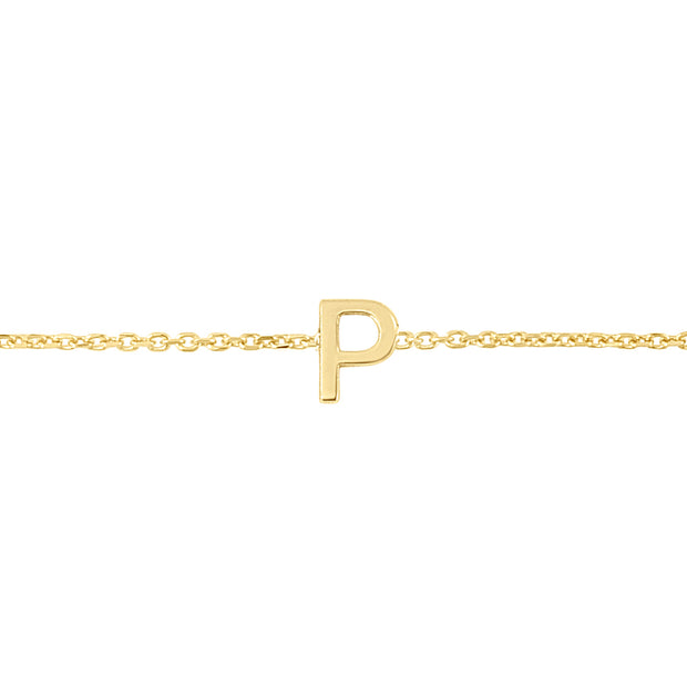 14K Mini Initial P Bracelet