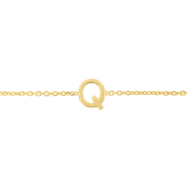 14K Mini Initial Q Bracelet