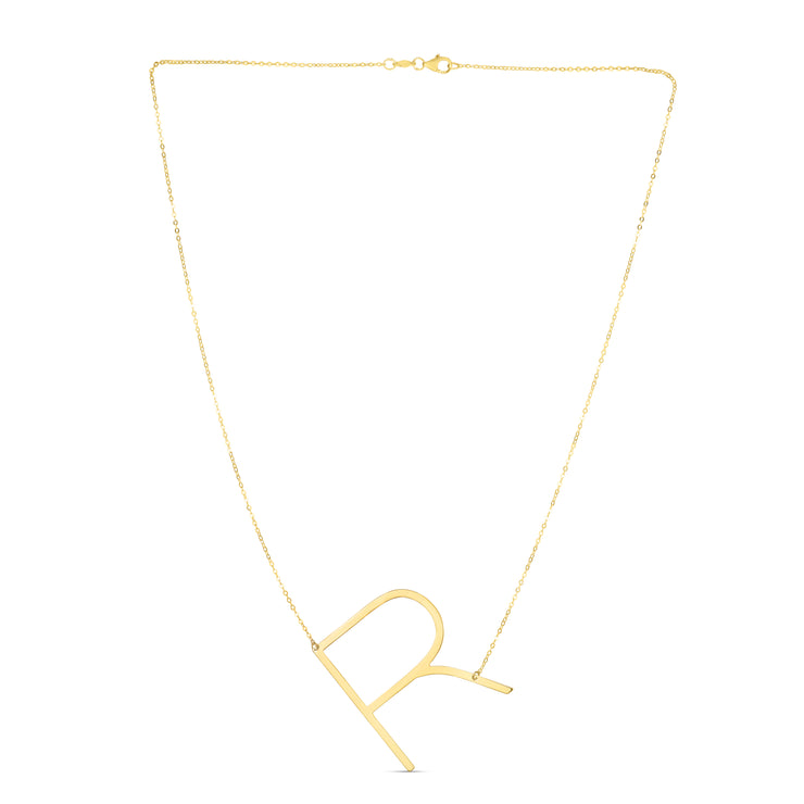 14K Gold Large Initial R Necklace