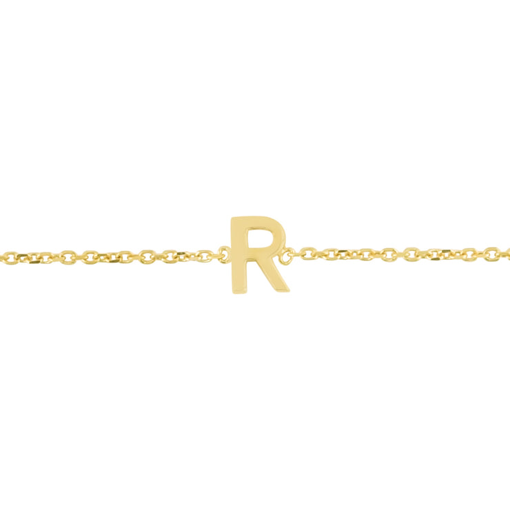 14K Mini Initial R Bracelet