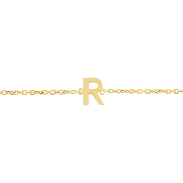 14K Mini Initial R Bracelet