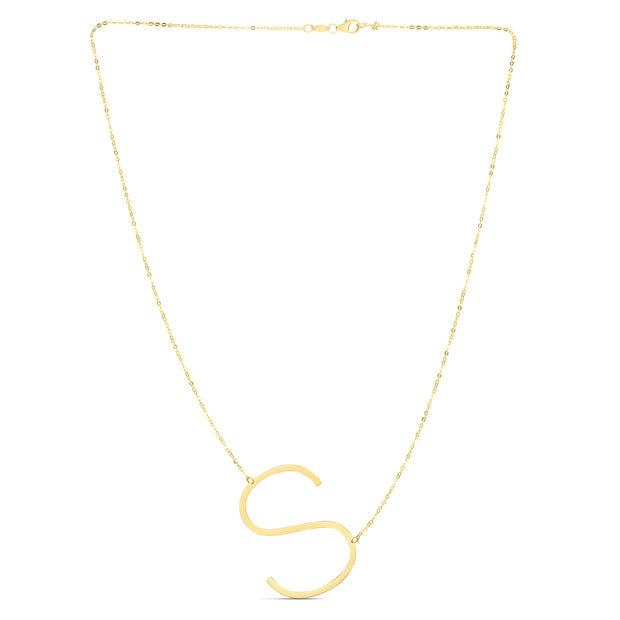 14K Gold Large Initial S Necklace