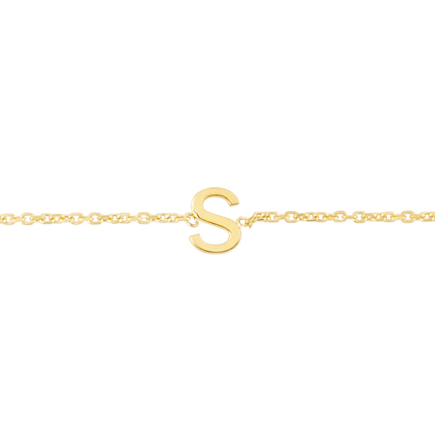 14K Mini Initial S Bracelet