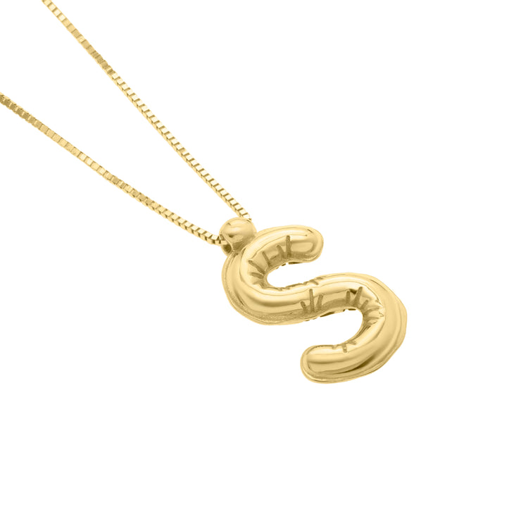 14K Helium Initial S Pendant