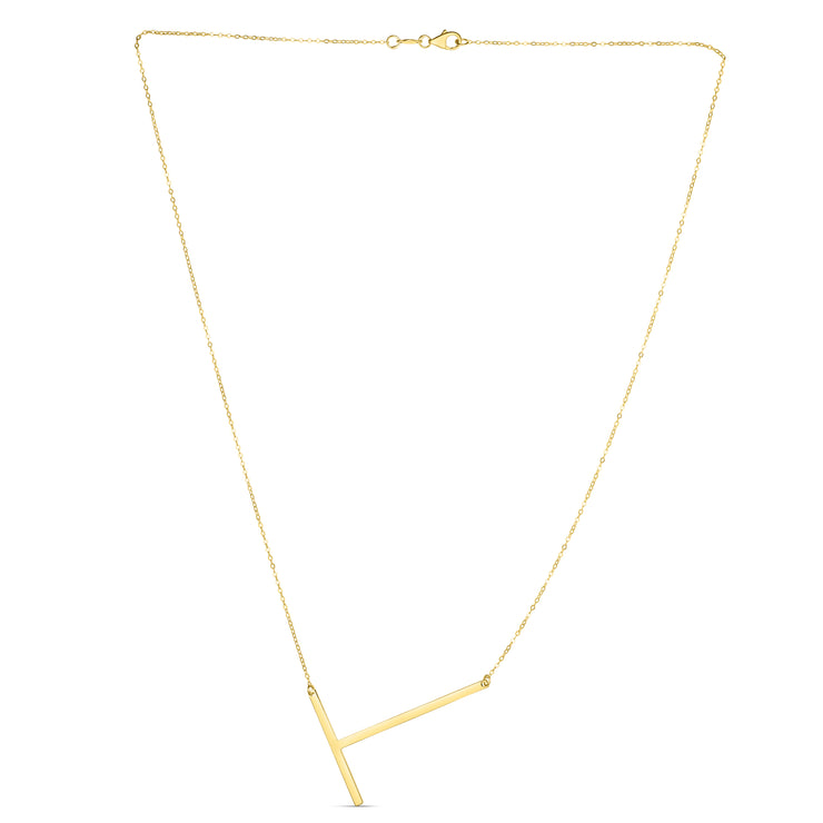 14K Gold Large Initial T Necklace