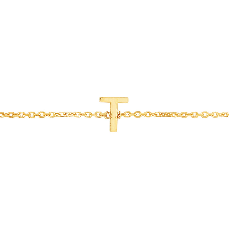 14K Mini Initial T Bracelet