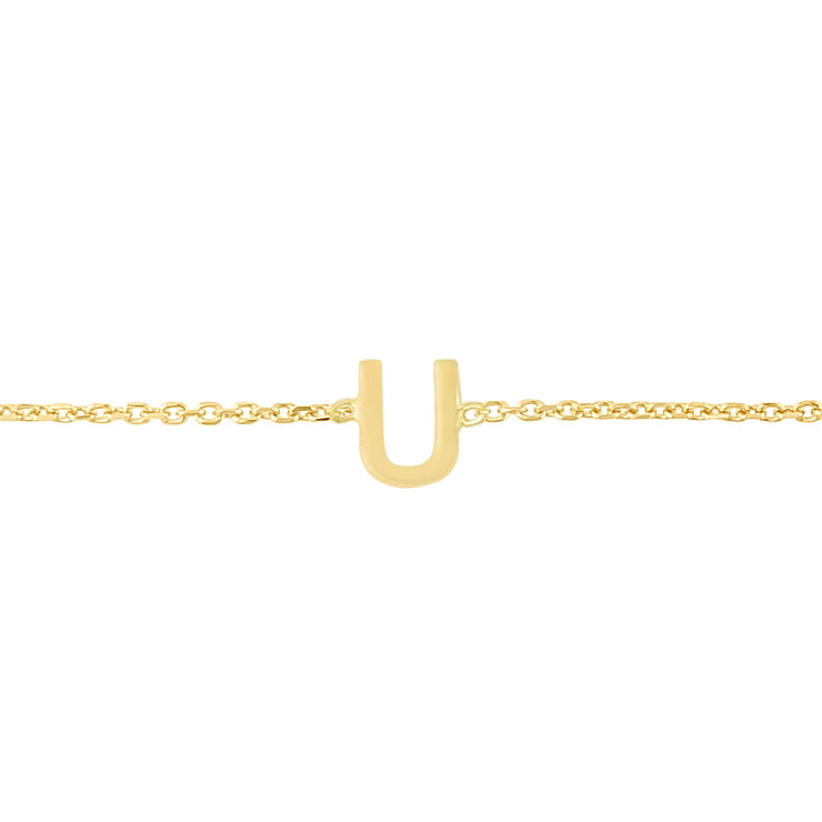 14K Mini Initial U Necklace