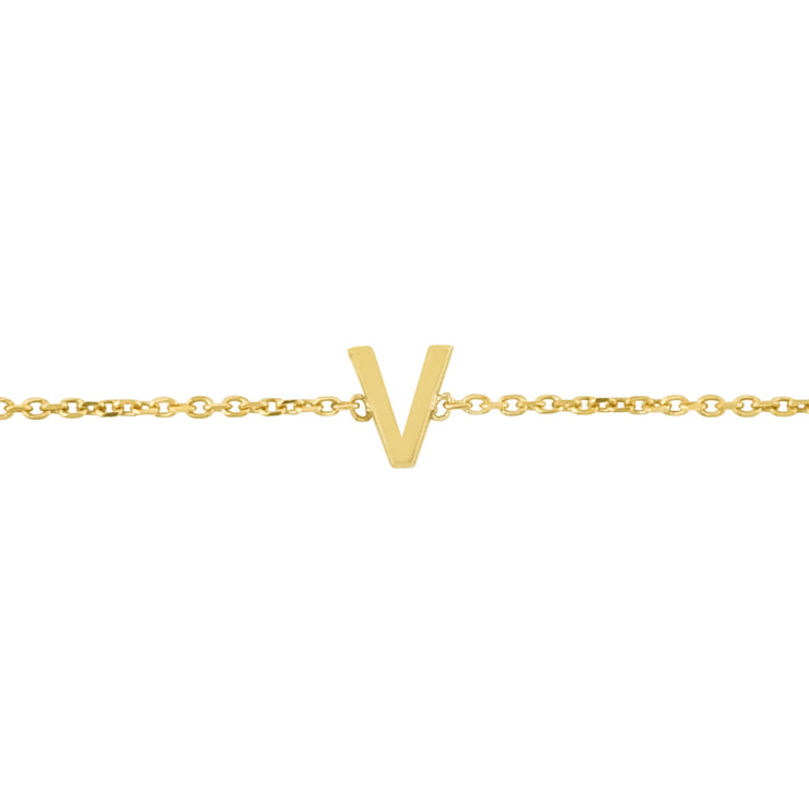 14K Mini Initial V Necklace