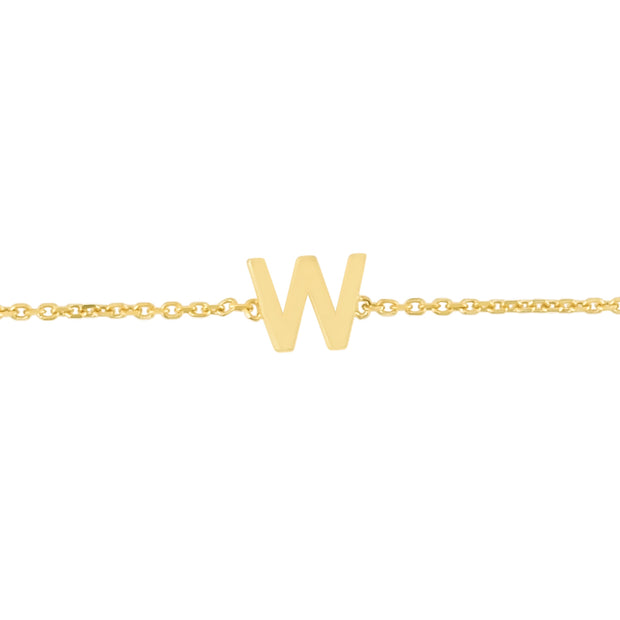 14K Mini Initial W Bracelet