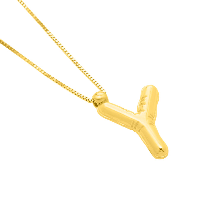 14K Helium Initial Y Pendant