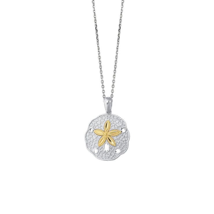 14K & Silver Sand Dollar Necklace