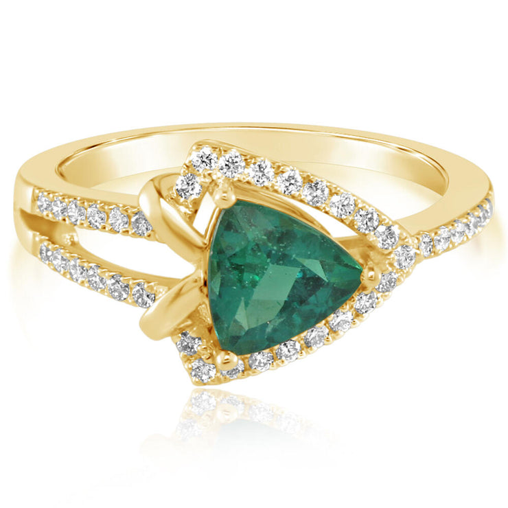 18K Yellow Gold Brazilian Emerald/Diamond Ring