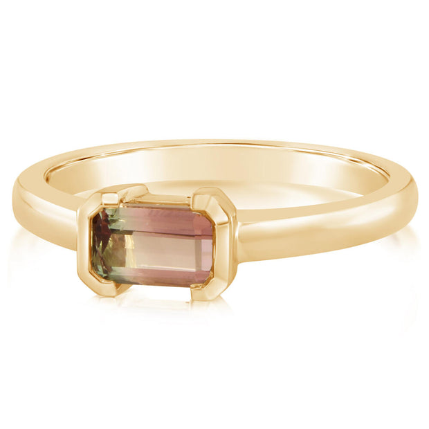 14K Yellow Gold Bi-Color Tourmaline Ring